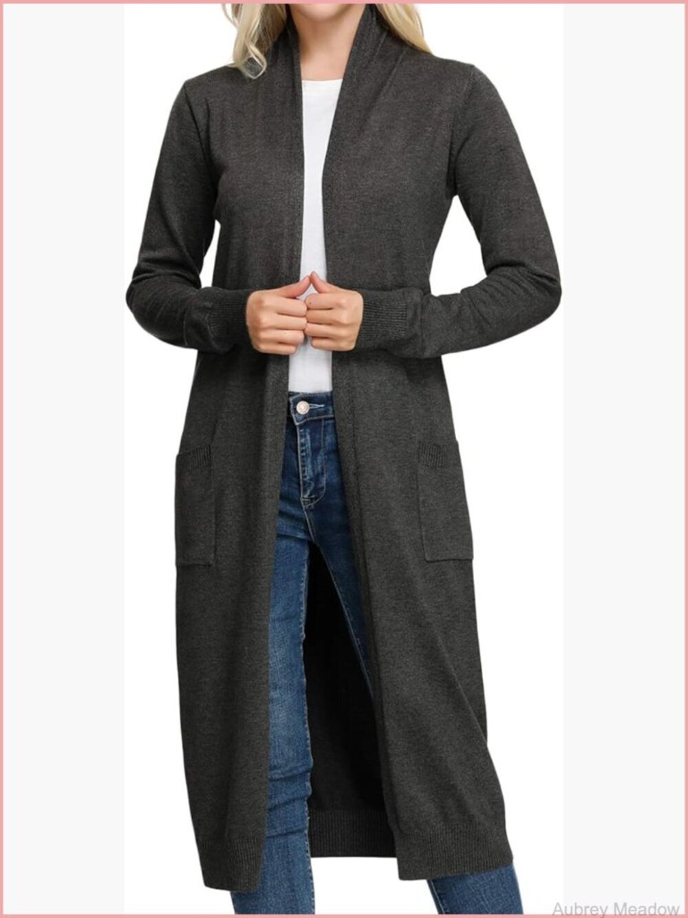 Essential Solid Open Front Maxi Long Knitted Cardigan Sweater